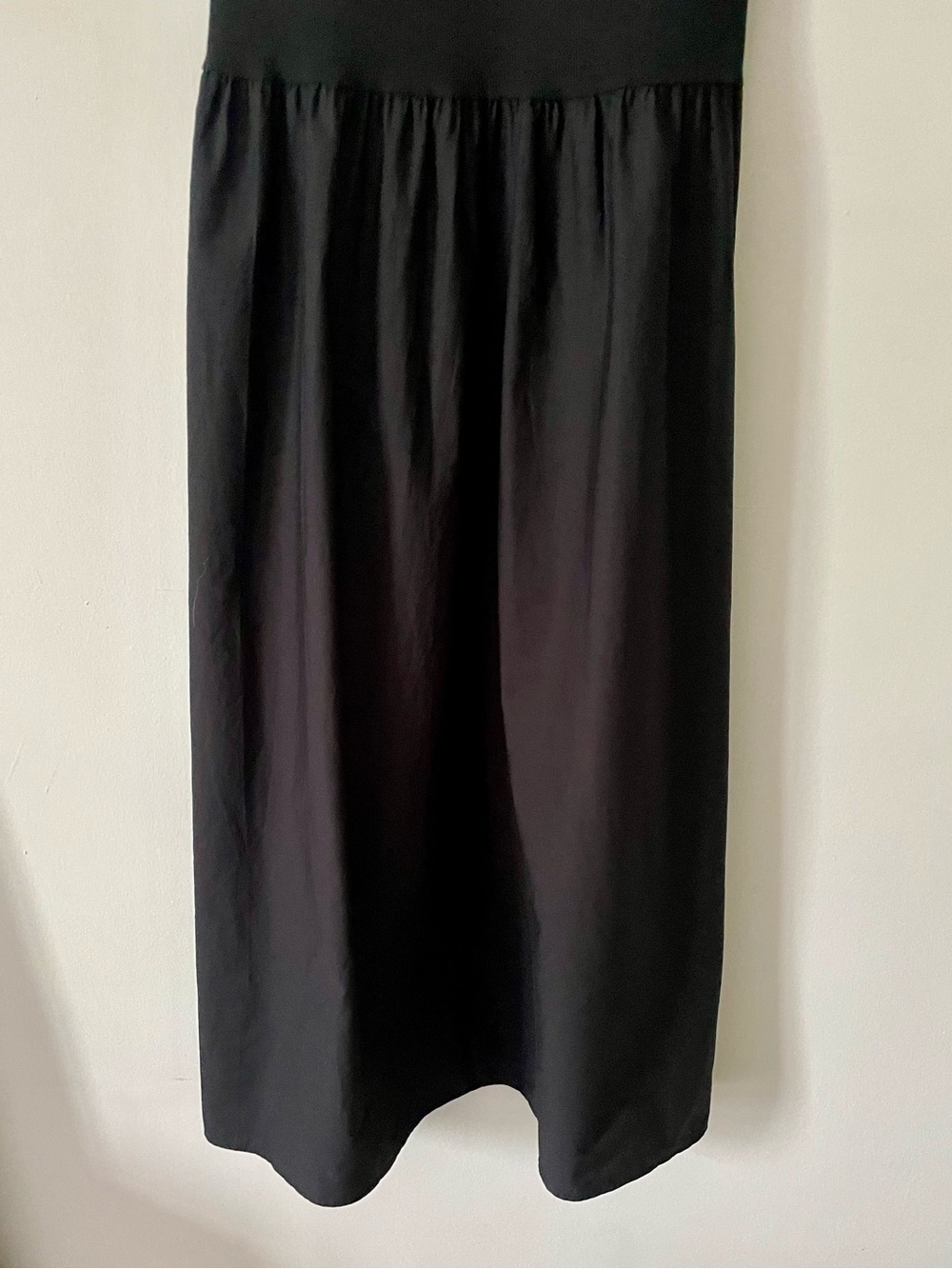 Mango Black Drop Waist Mixed Media Ribbed Cotton Poplin Maxi Dress - Picture 4 of 7